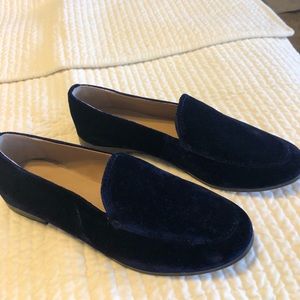 Navy velvet flats